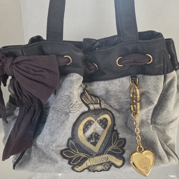 Juicy Couture Handbags - Juicy Couture Black and Gray Shoulder Bag with Gold Accents